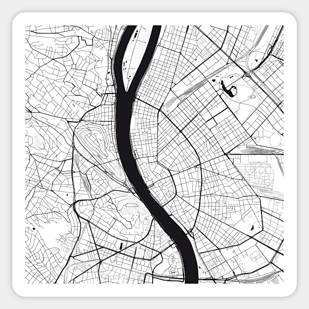 Budapest Map City Map Poster Black and White, USA Gift Printable, Modern Map Decor for Office Home Living Room, Map Art, Map Gifts Sticker by 44spaces